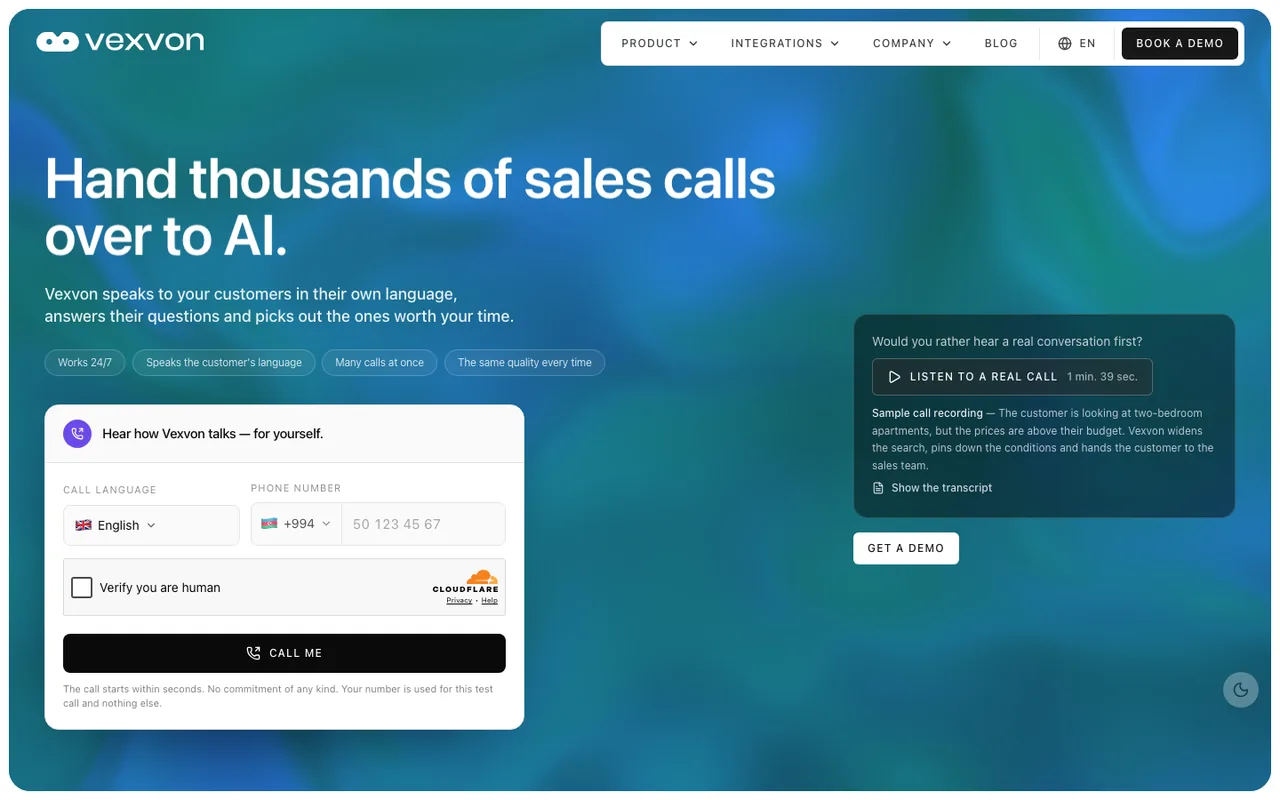 The Vexvon platform homepage
